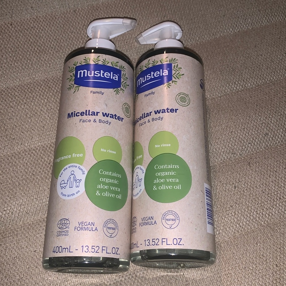 2x NEW Mustela Certified Organic Micellar Water No-Rinse Natural Water Cleanser